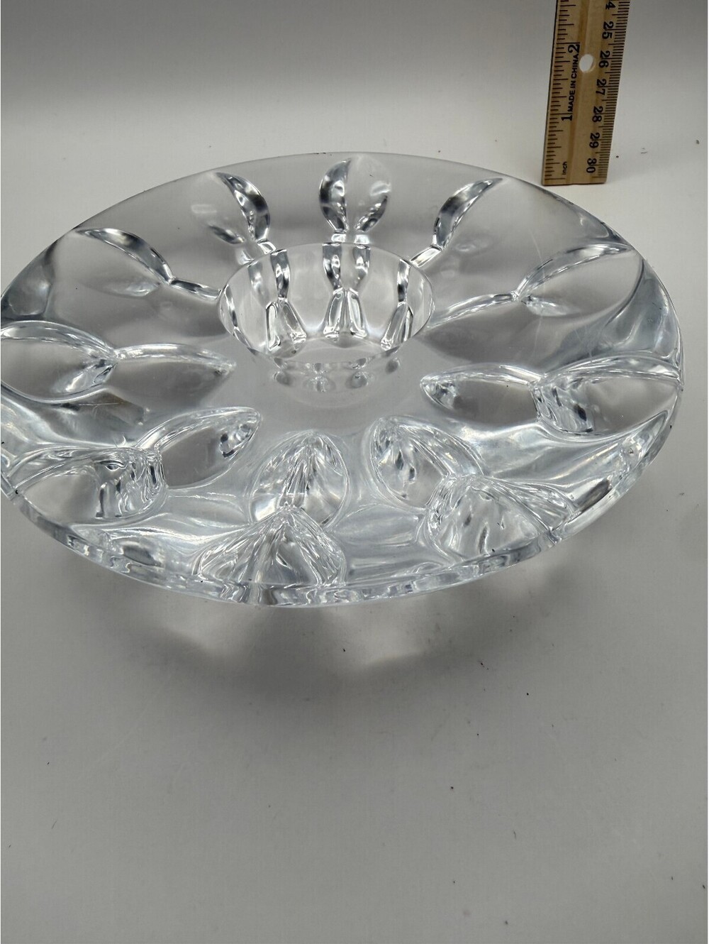 Miller Rogaska Crystal 6" Votive Candle Holder Clear Floral Leaf Signed